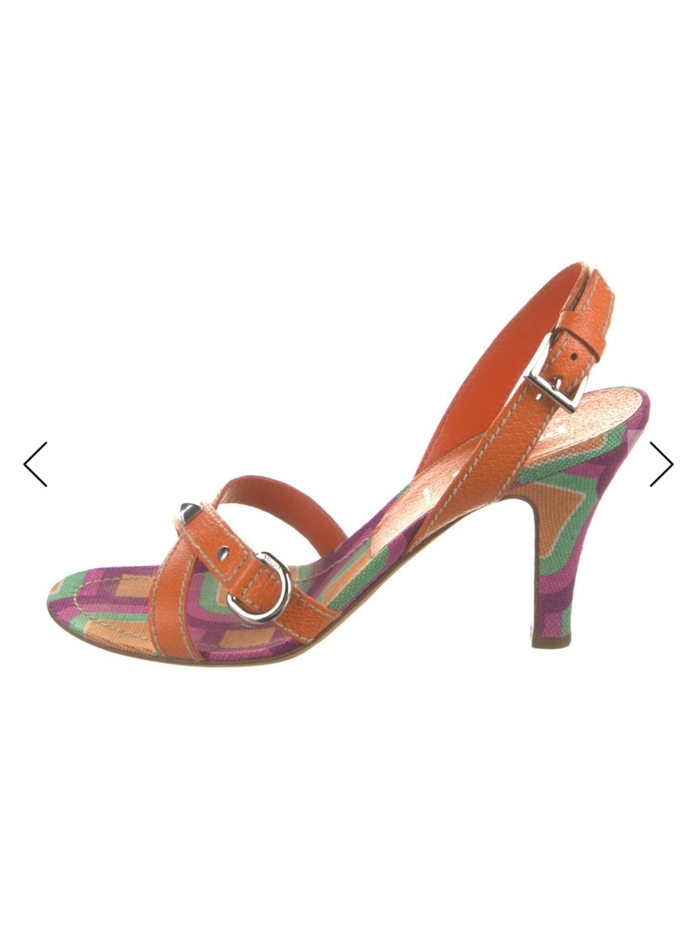 Prada Orange Y2K Multicolor Geometric Slingback Heels - Picture 3 of 6